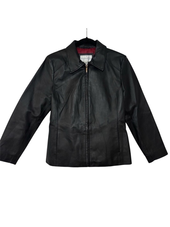 Worthington Jackets & Blazers - Worthington Women’s Black Genuine Leather Zip Jacket Red Lining Petite Medium